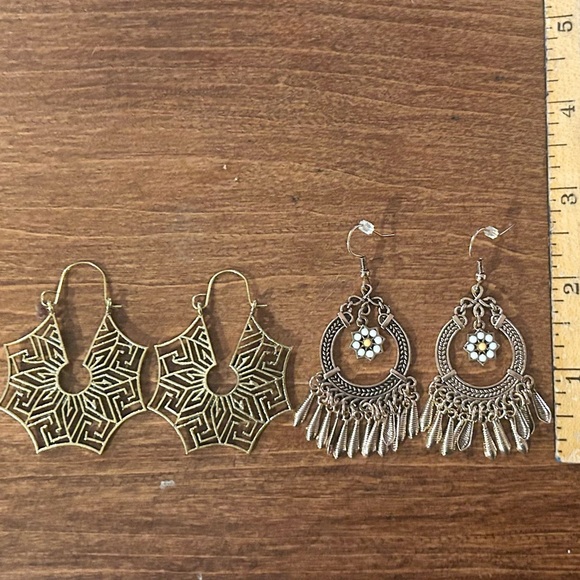 Gold-tone Dangle Earrings - 2 Pairs - Picture 4 of 5